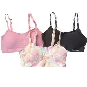 Hurley Pink/Gray Padded Lounge Bras Womens Size S Lot of 3